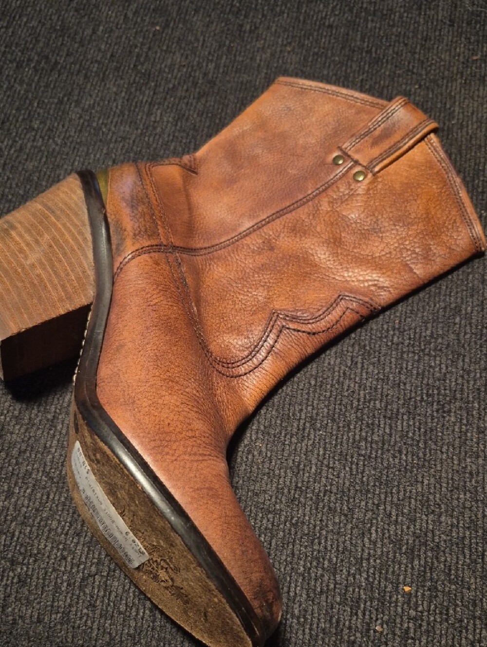 Lucky Brand Women's Tan Brown Leather Ankle Booties - Picture 5 of 11